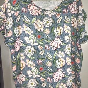 LOFT Blue and White Patterned Blouse